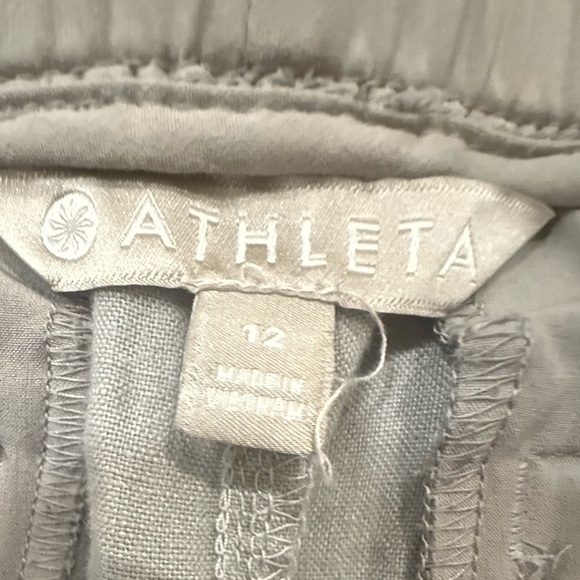 **Athleta Bali Linen Shorties Gray Drawstring Shorts Size 12** - Picture 3 of 5